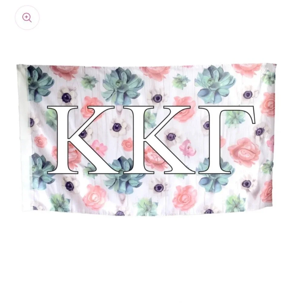 Sorority Shop Kappa Kappa Gamma Succulent Floral Flag Dorm Decor Women OS Pink